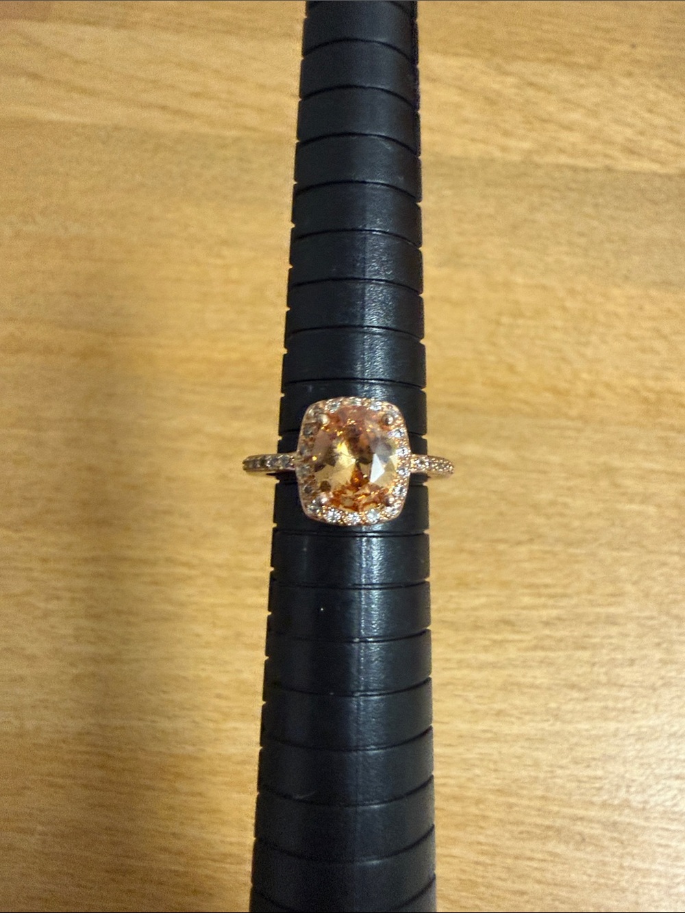 Orange champagne faux diamond engagement statement ring size 6